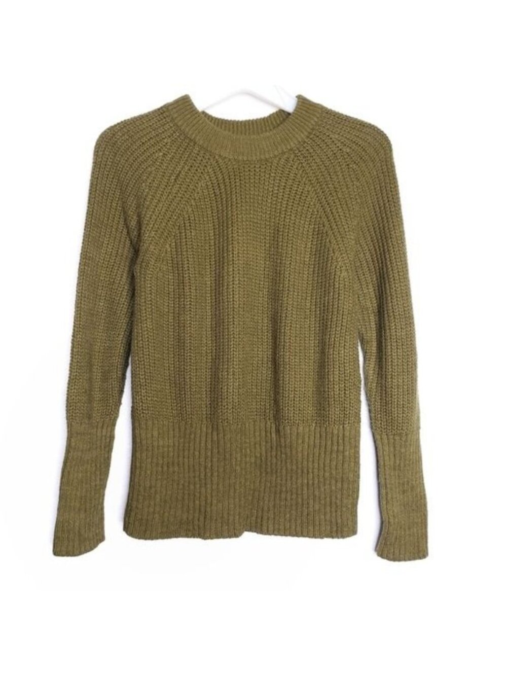 Universal Thread Green Knit Ribbed Crew Neck Sweater Women's Size XS